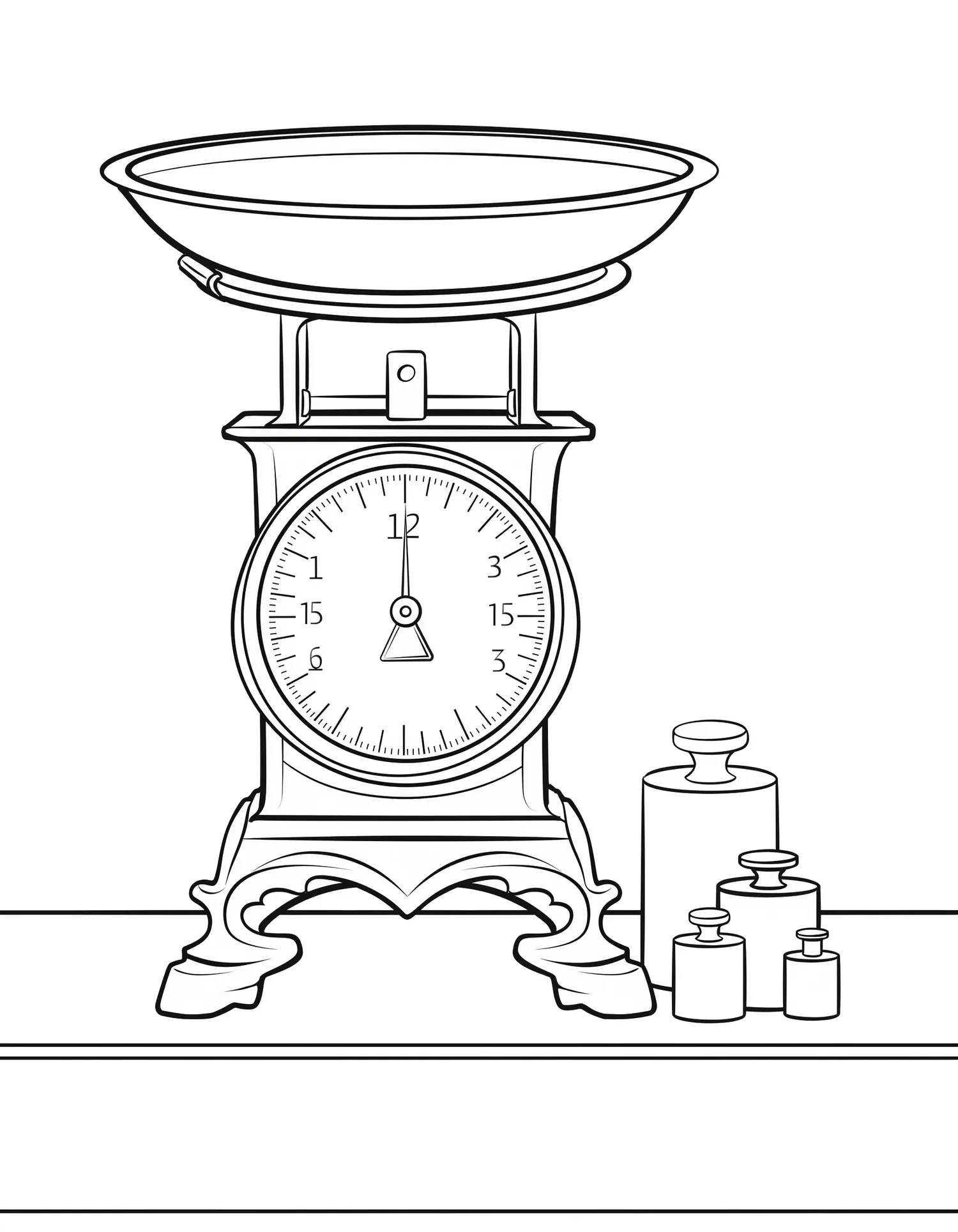 Balance de Cuisine Mécanique Vintage, Coloriage cuisine à imprimer gratuitement